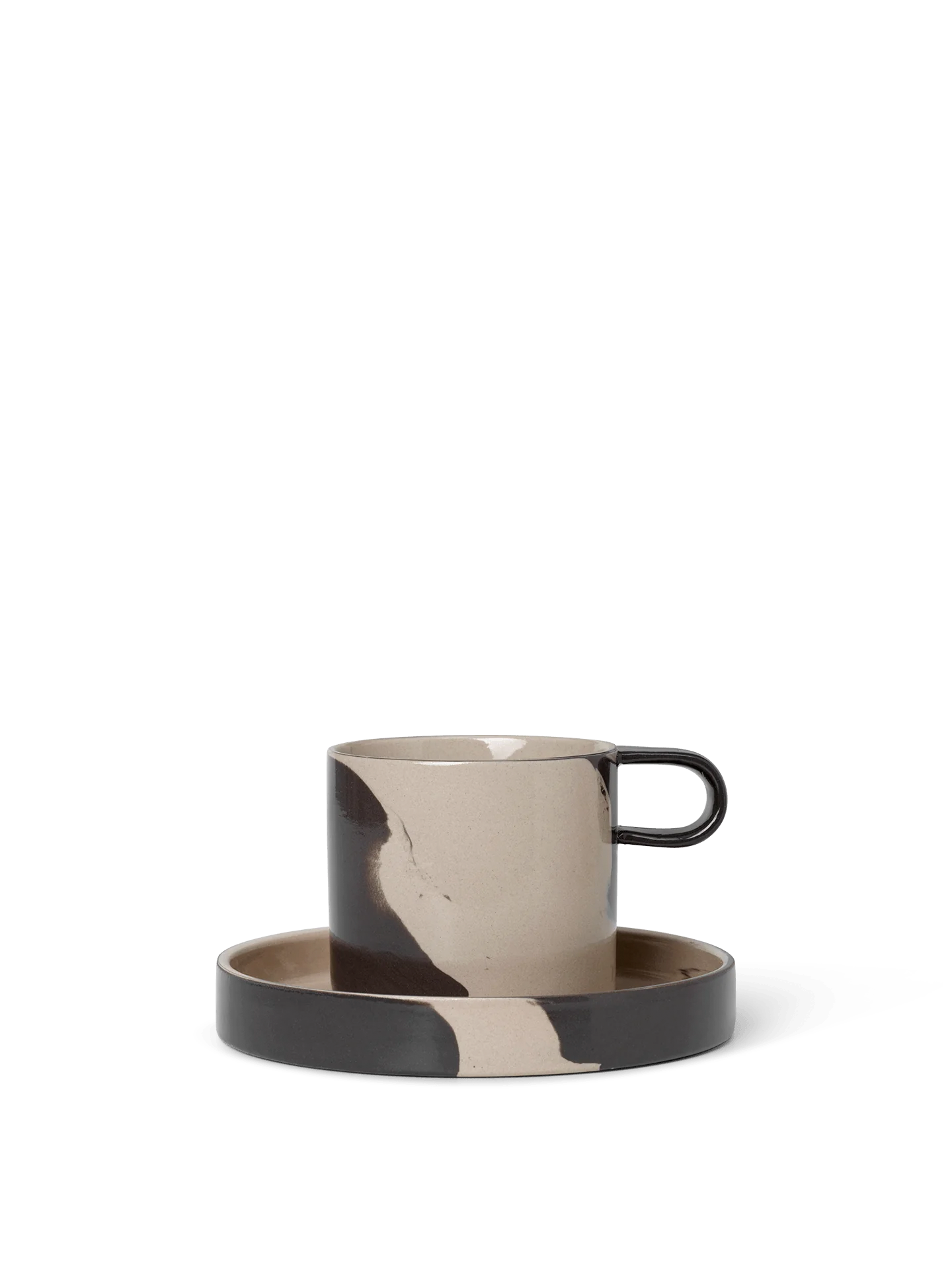 Inlay Cup with Saucer - Sand/Brown