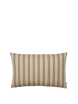 Twill Cushion Cover in cashmere/black, rectangular with vertical striped tapes