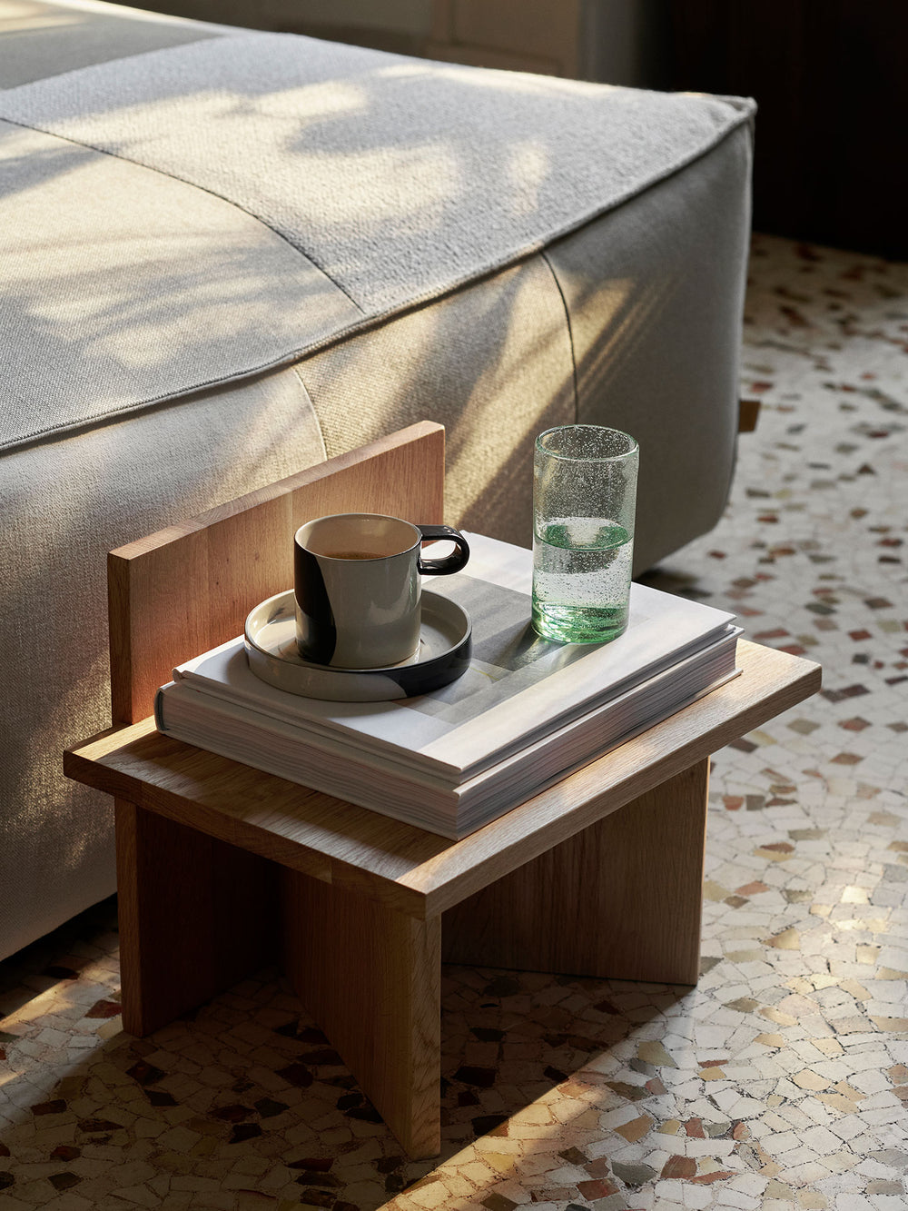 Inlay-Tasse mit Untertasse | Schwarz/Sand