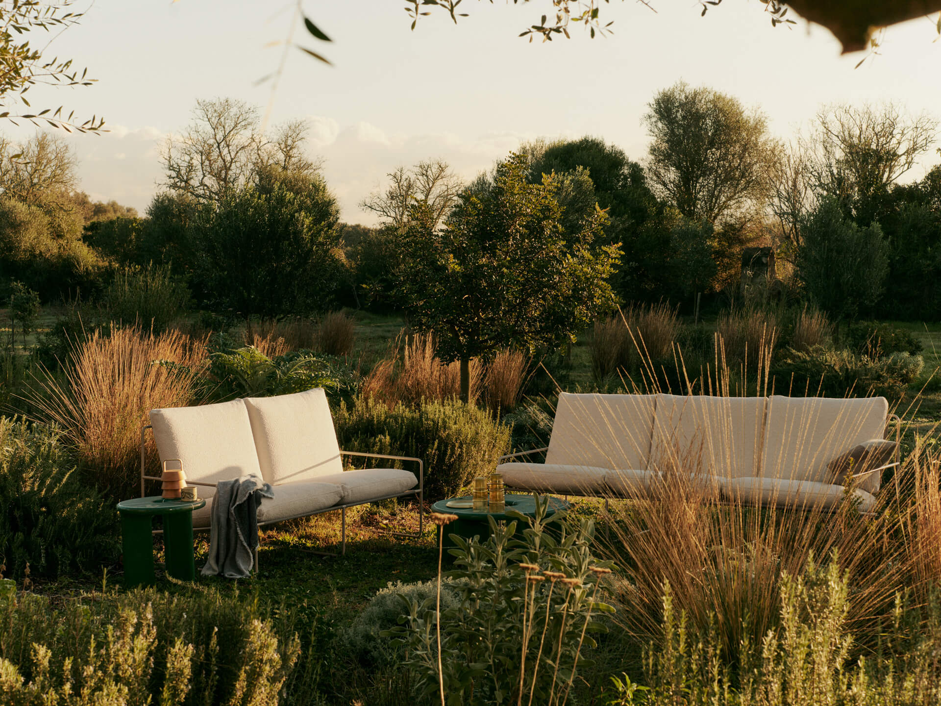 Desert 3-seater Sofa - Beige Frame - Pure Bouclé in Off-White