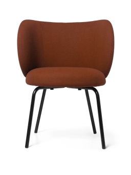 Rico Dining Chair en Tonus marrón rojizo con patas tubulares negras