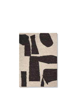 Piece Rug in off-white and coffee with abstract cut-out shapes