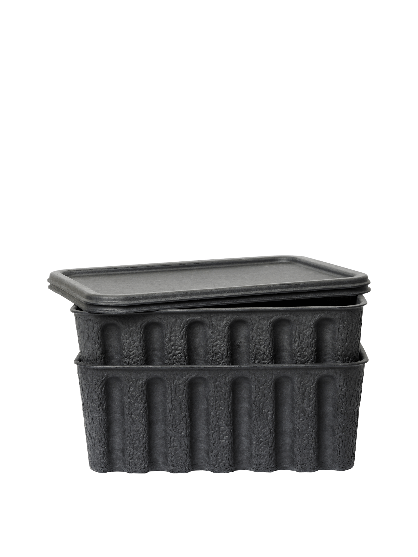 Paper Pulp Box - Set of 2 - Charcoal