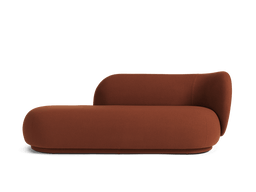 Rico Divan Right in Tonus roodbruin met afgeronde zitting en gebogen rugleuning