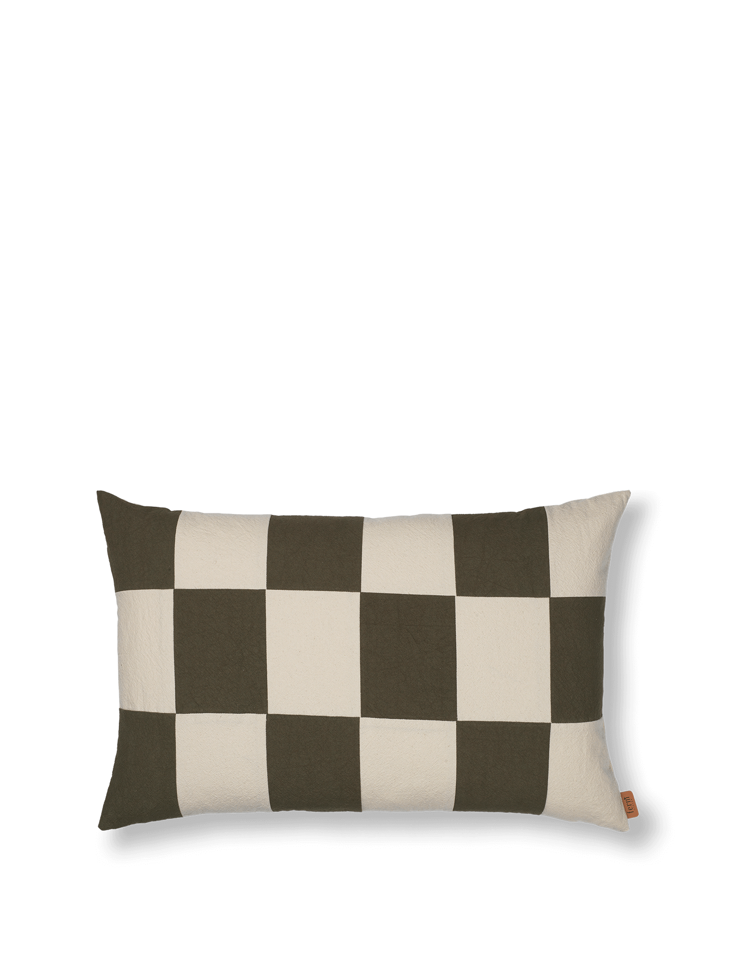 Fold Patchwork Cushion - Dark Olive/Undyed