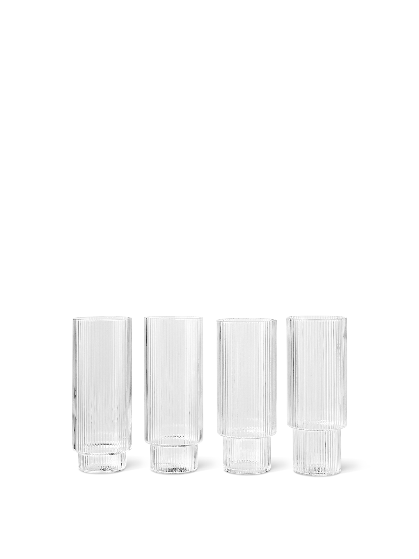 Ripple Long Drink Glasses - Set of 4 - Clear