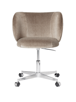 Rico Dining Chair en velours dévoré gris silex sur piètement à cinq branches à roulettes