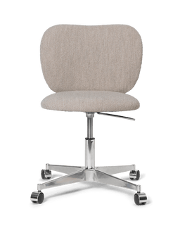Rico Chair à roulettes en bouclé doux naturel sur piètement pivotant à cinq branches
