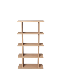 Kona Bookcase 1x4 in natural oak veneer, open shelving unit