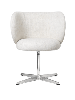 Rico Swivel Dining Chair in off-white bouclé with four-star base