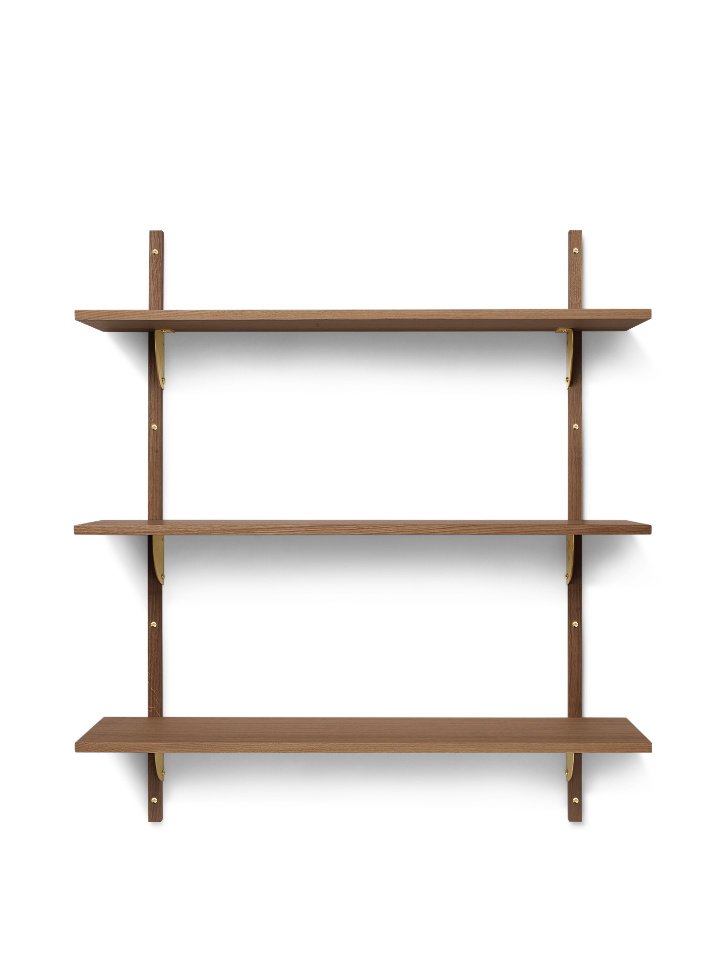 Sector Shelf - Triple - Wide - Smoked Oak/Brass