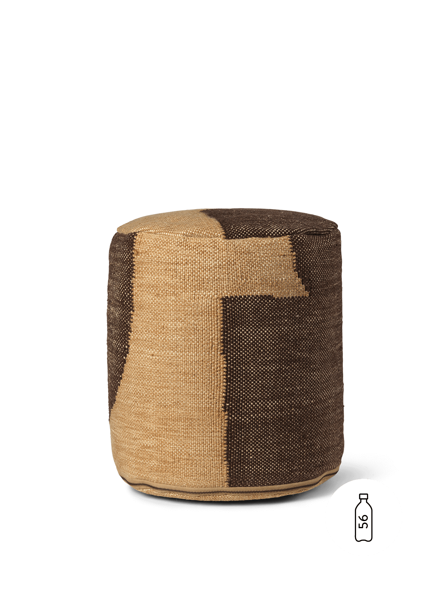Forene Cylinder Pouf - Tan/Chocolate