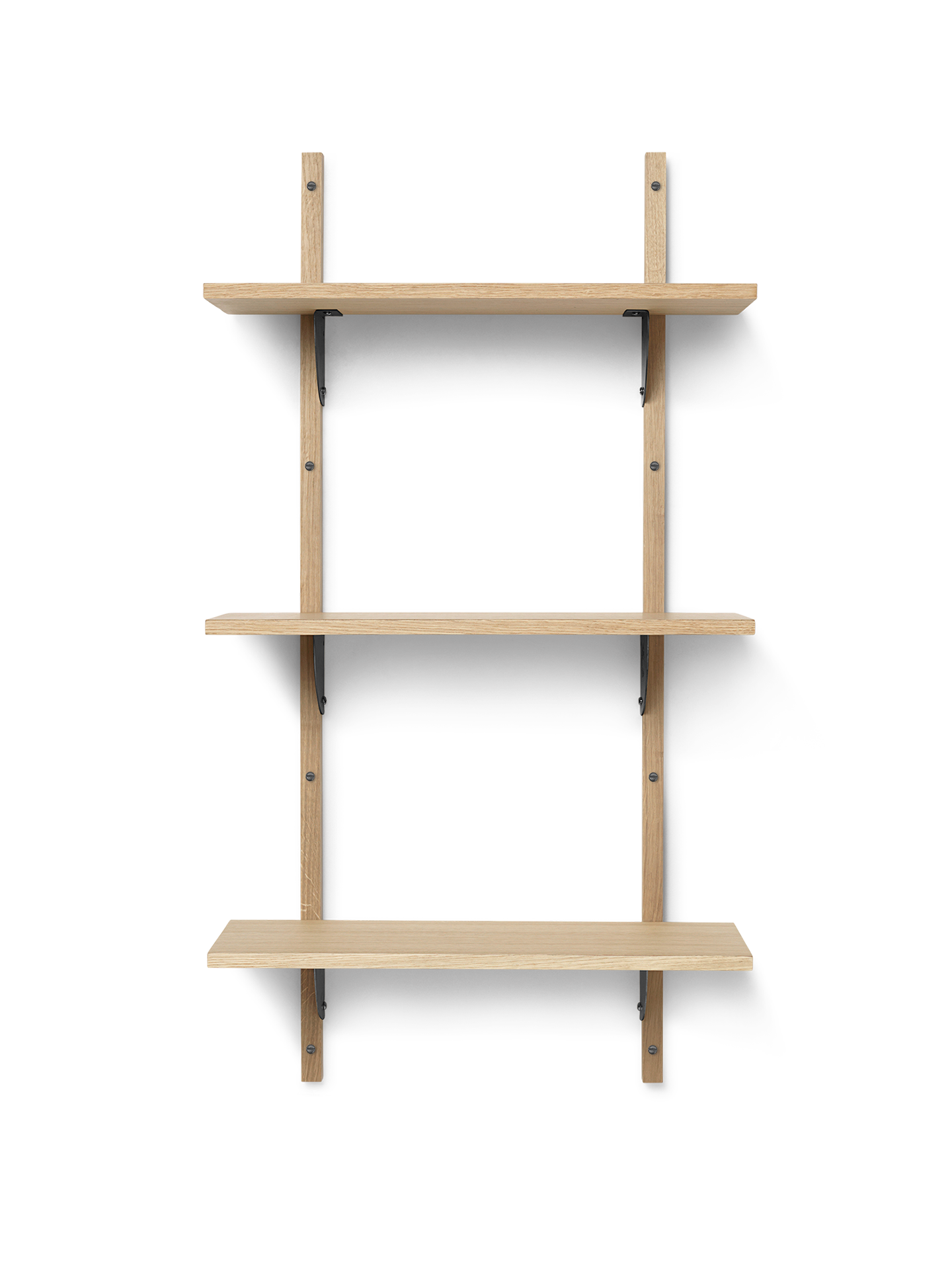 Sector Shelf - Triple - Narrow - Natural Oak/Black Brass