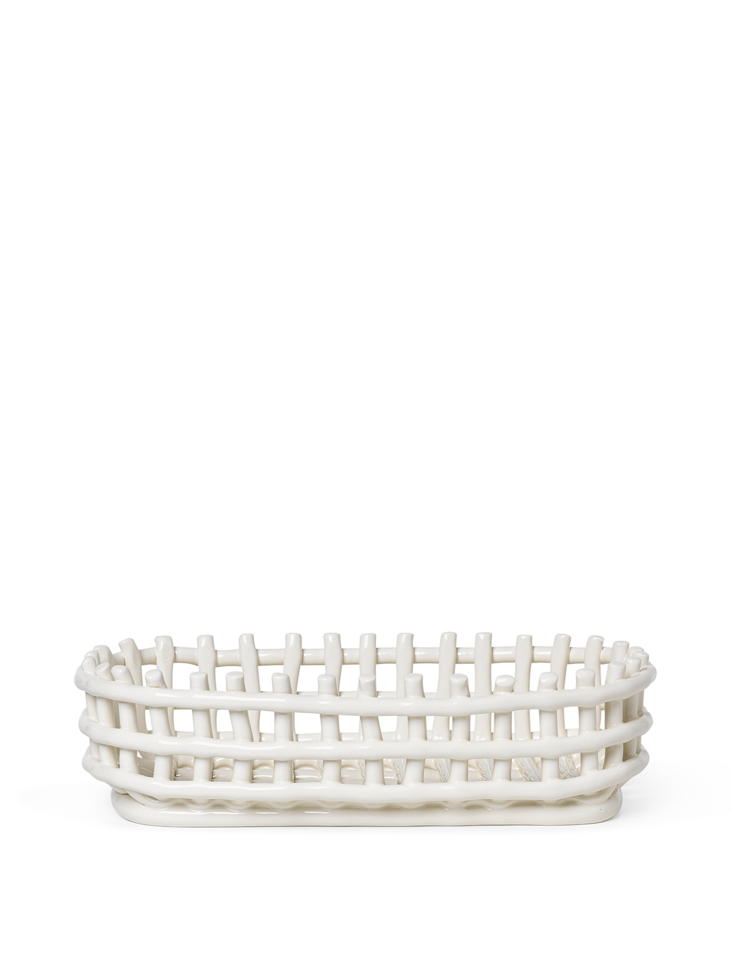 Ceramic Basket - Oval - Off-White