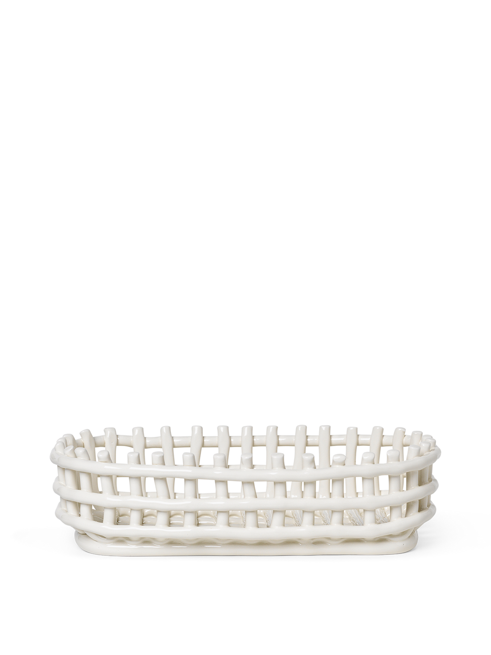 Ceramic Basket - Oval in Off-White by Ferm Living Ceramic Basket - Oval in Off-White by Ferm Living