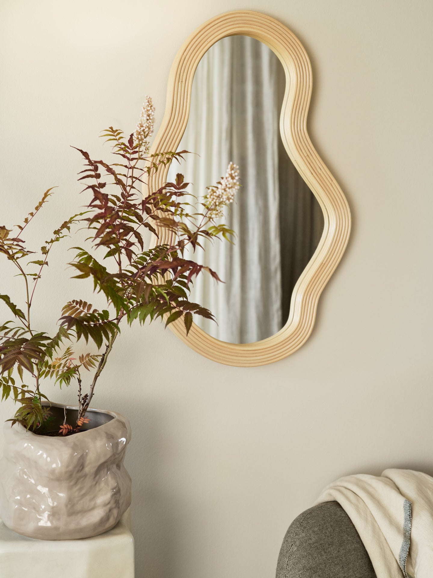 Pond Rattan Mirror - Medium - Natural | Ferm Living