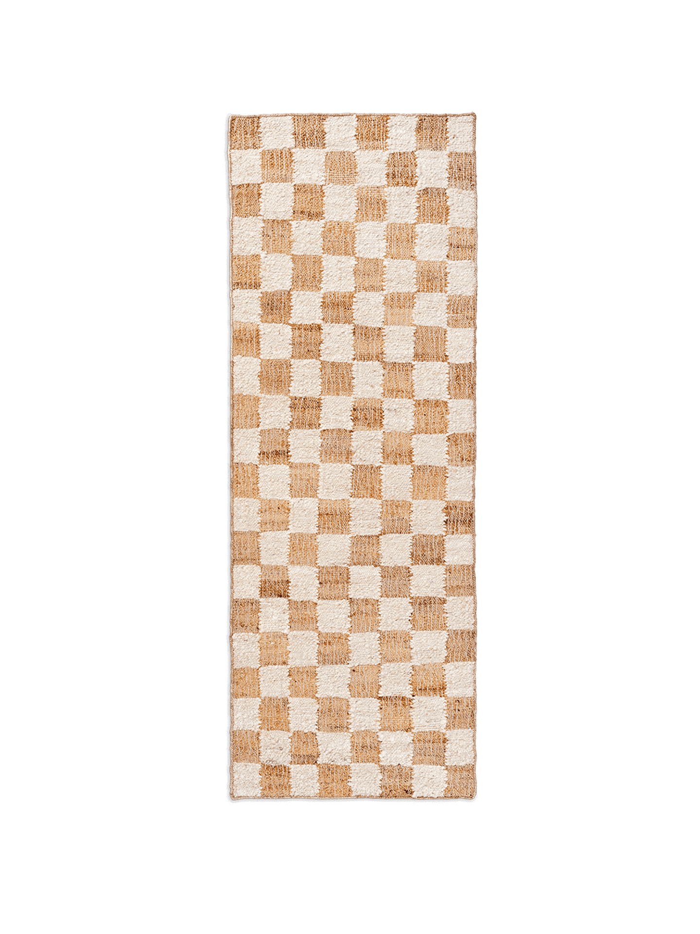 Check Wool Jute Runner - Off-White/Natural