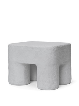 Podo Stool in white with textured surface and four rounded legs