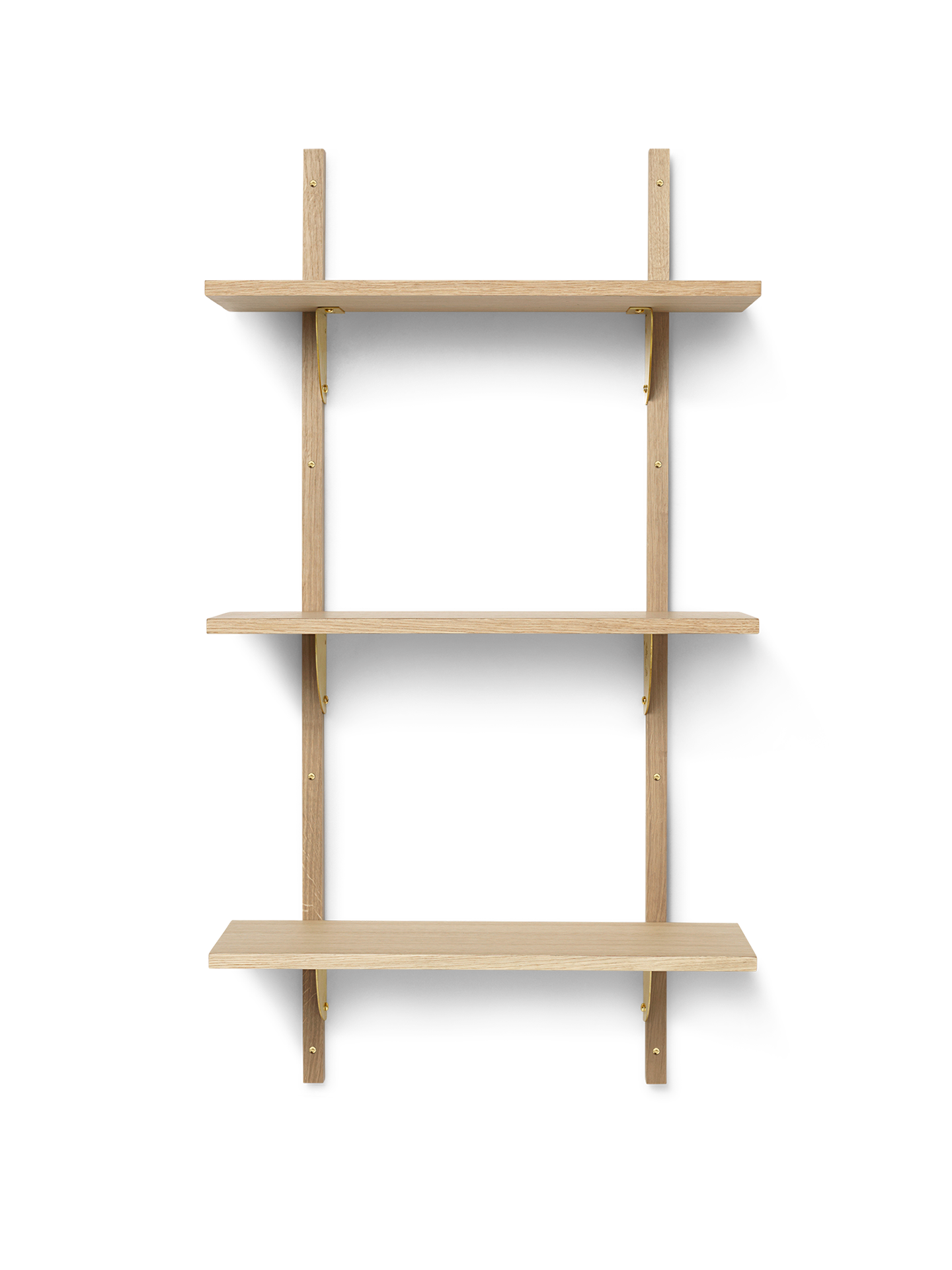 Sector Shelf - Triple - Narrow - Natural Oak/Brass