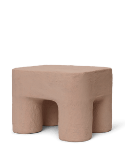 Podo Stool in roze met gestructureerd oppervlak en vier afgeronde poten
