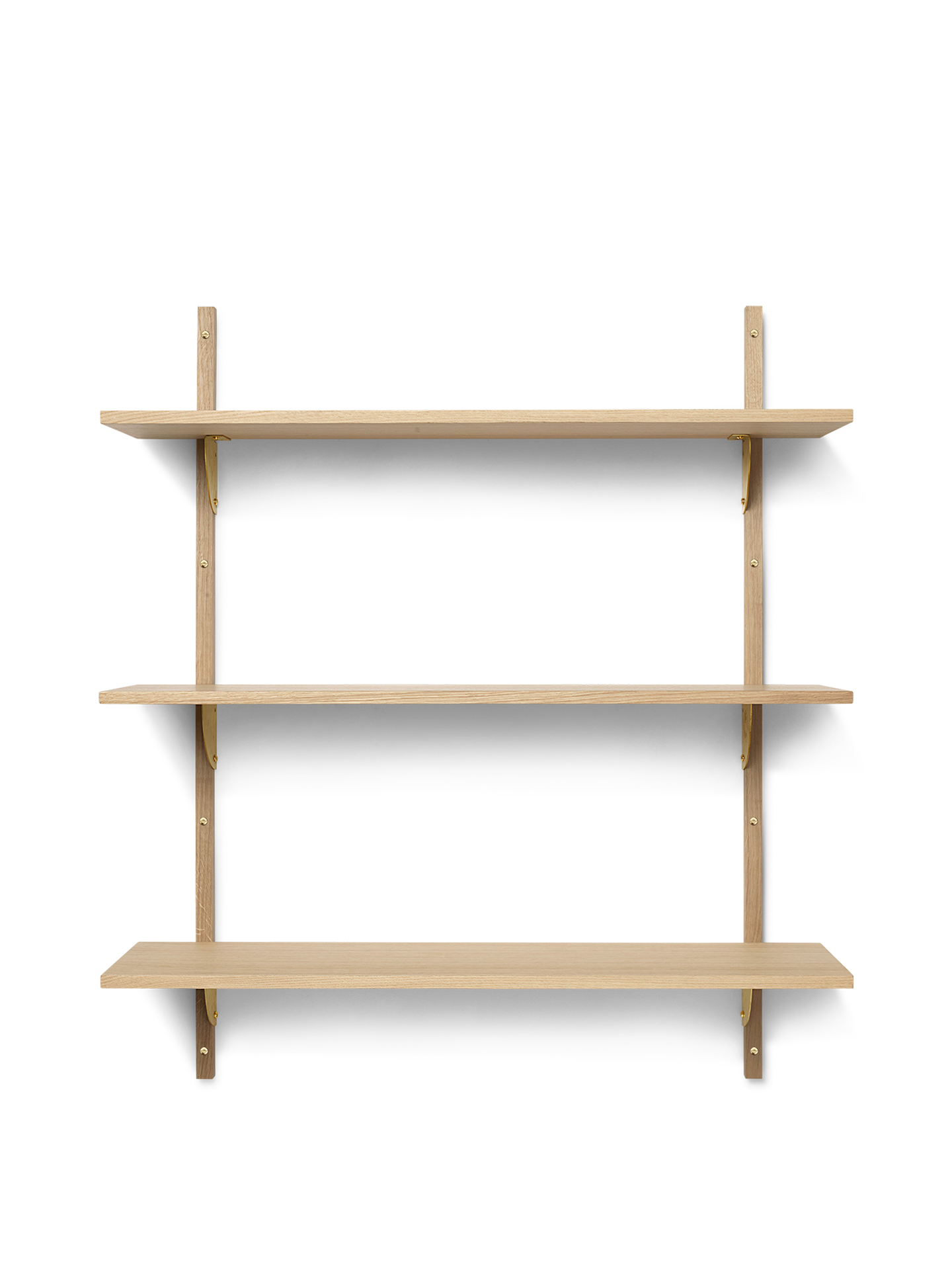 Sector Shelf - Triple - Wide - Natural Oak/Brass
