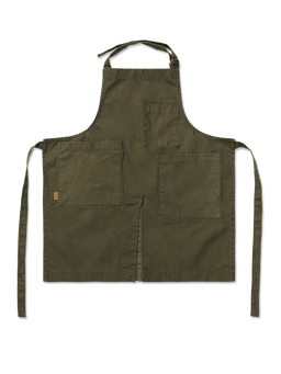 Bark Garden Apron in olive with three pockets and front slit