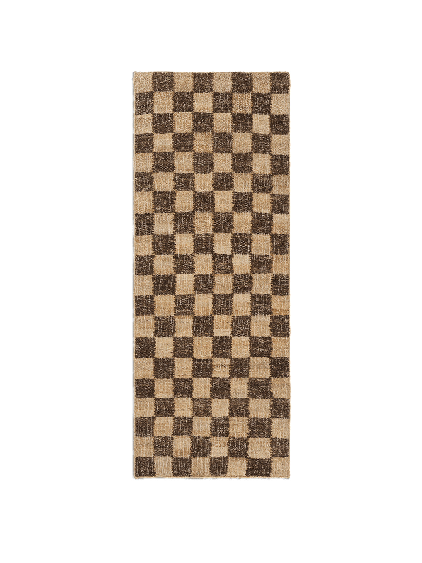 Check Wool Jute Runner - Coffee/Natural