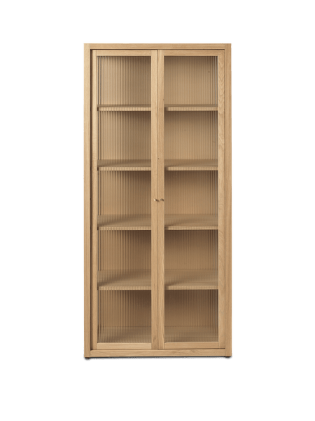 Reed Vitrine - Natural Oak with reeded glass doors