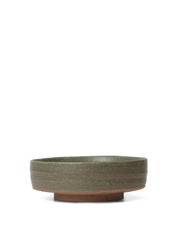 Serena Bowl in green with textured glaze and unglazed foot