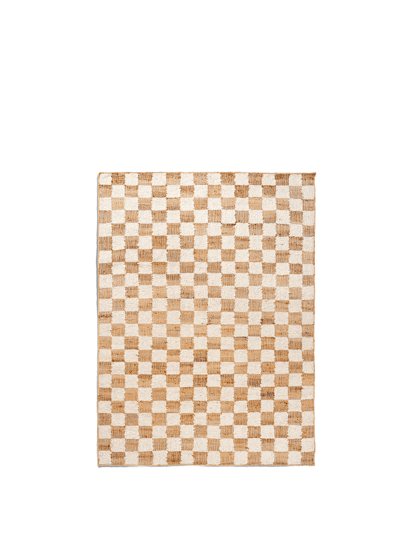 Check Wool Jute Rug - Off-White/Natural