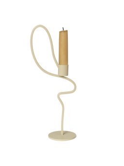 Valse Candle Holder tall in cashmere, curved looping rod with candle