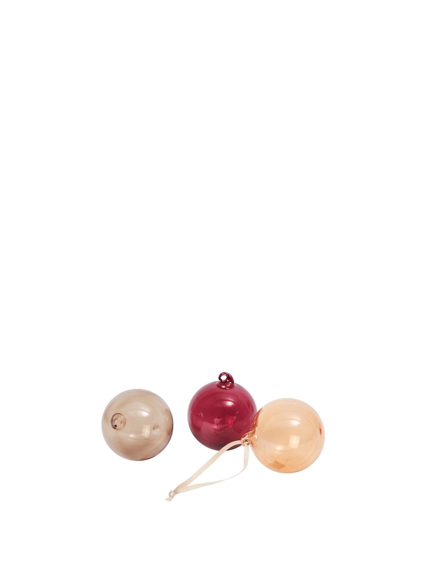 Glass Baubles - Medium - Set of 3 - Roseate Translucent