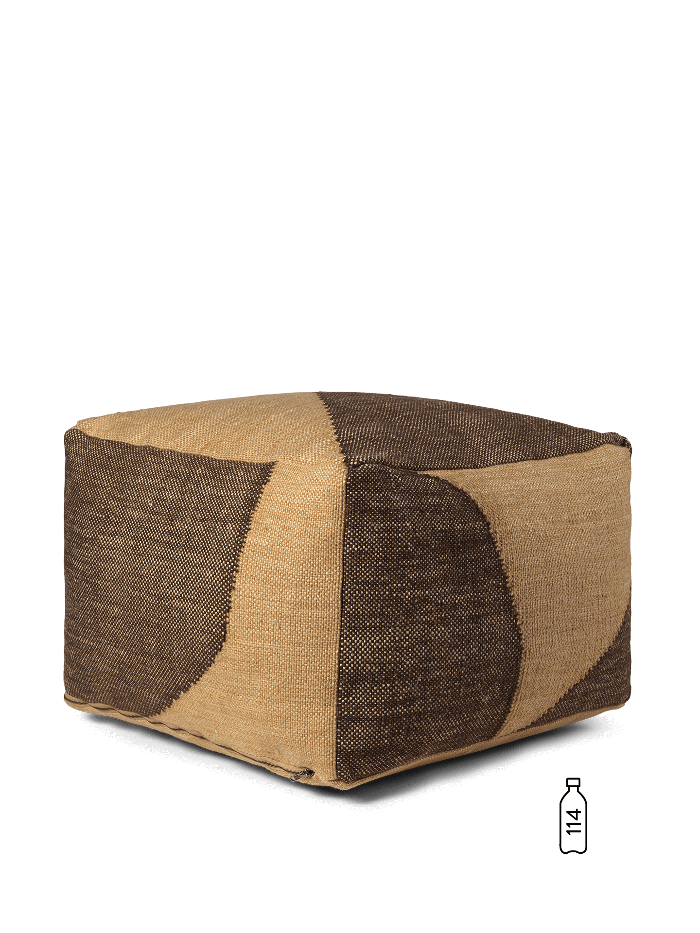 Forene Square Pouf - Tan/Chocolate