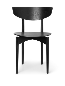 Herman Dining Chair noir avec dossier incurvé et pieds ronds en bois
