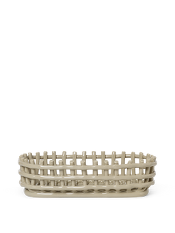 Ovaler Ceramic Basket in Kaschmir mit offen geflochtenen Seiten