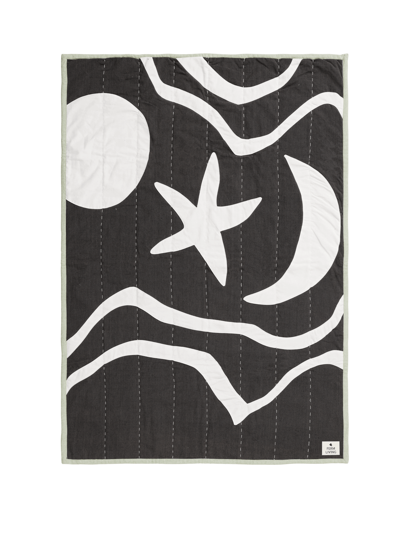 Kove Applique Quilted Blanket - Charcoal/Elm Green