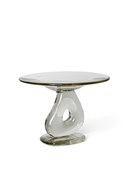Damo Glass Centrepiece in Transparent, groß, mit flacher Schale auf durchbrochenem, skulpturalem Fuß