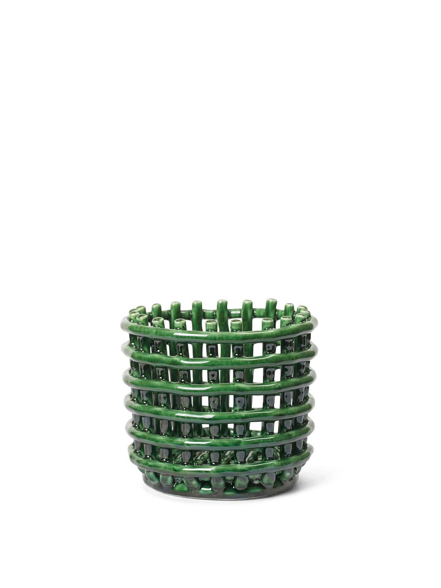 Ceramic Basket - Small - Emerald Green