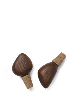Cairn Wine Stoppers brun foncé, lot de deux avec bouchons en liège, vus de dessus
