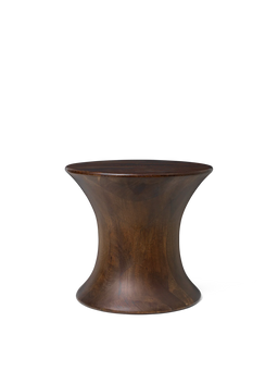 Spin Stool in Braun, runder sanduhrförmiger Hocker aus Mangoholz