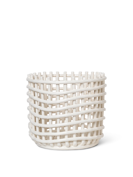 ferm LIVINGファームリビングCeramic Basket Large Ceramic Basket in Off-White - Large by Ferm Living