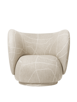 Rico Swivel Lounge Chair in Can Lis sand/off-white with raised line pattern