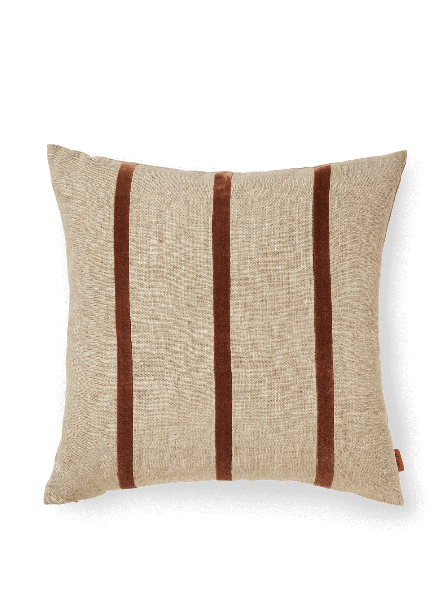 Senti Stripe Cushion - Linen/Carob Brown