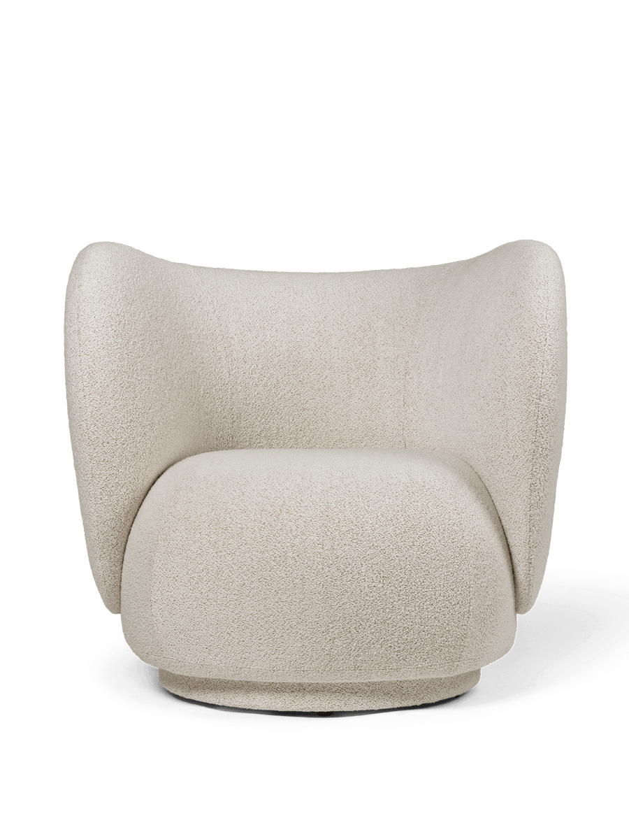 Rico Lounge Chair with Swivel Base - Off-White Melange Soft Bouclé ...